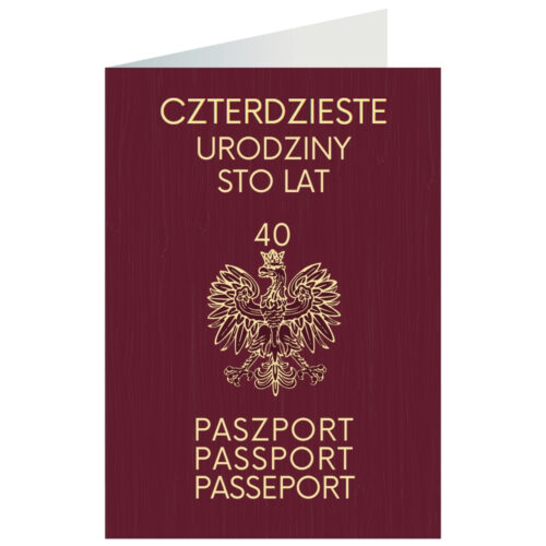 Kartka okolicznościowa - Paszport, 40 urodziny