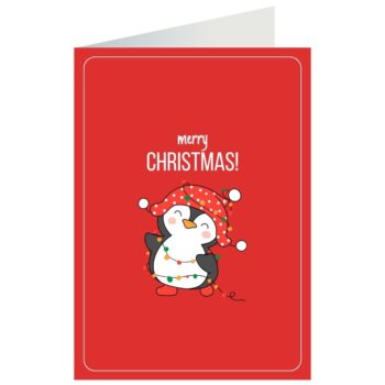 Kartka okolicznościowa – Merry Chrismas, Pingwin – Kartki na Boże Narodzenie – Szalony.pl