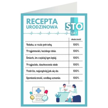 Kartka okolicznościowa – Recepta, sto lat – Kartki na ogólne urodziny – Szalony.pl