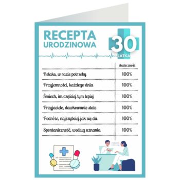 Kartka okolicznościowa – Recepta, 30 lat – Kartki na 30 urodziny – Szalony.pl