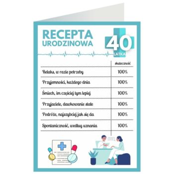 Kartka okolicznościowa – Recepta, 40 lat – Kartki na 40 urodziny – Szalony.pl