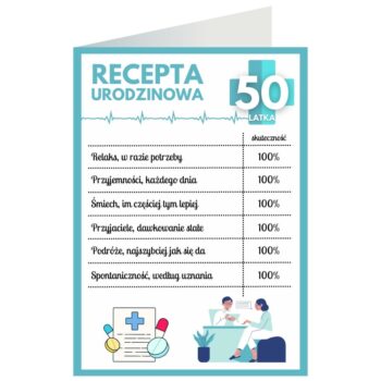 Kartka okolicznościowa – Recepta, 50 lat – Kartki na 50 urodziny – Szalony.pl