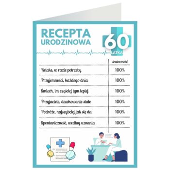Kartka okolicznościowa – Recepta, 60 lat – Kartki na 60 urodziny – Szalony.pl