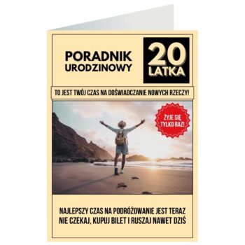 Kartka okolicznościowa – Poradnik, 20 lat – Kartki na 20 urodziny – Szalony.pl