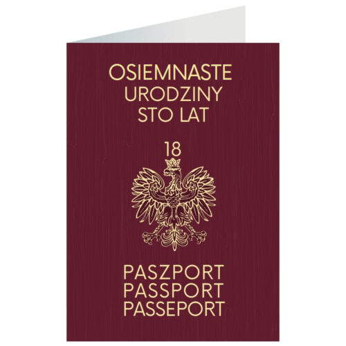 Kartka okolicznościowa - Paszport, 18 urodziny