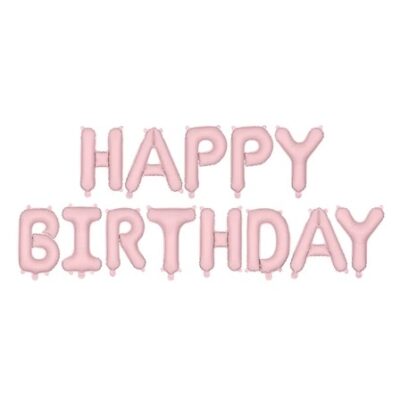 Balon foliowy – Happy Birthday – 340 x 35 cm – Różówy – Dekoracje imprezowe – Szalony.pl