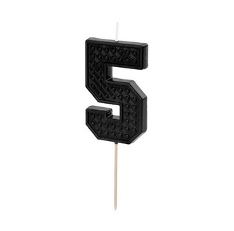Świeczka czarna- cyfra "5" czarna