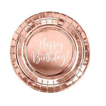 Talerzyki – Happy birthday, rose-gold – Dekoracje imprezowe – Szalony.pl