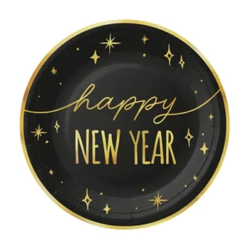 Talerzyki papierowe – Happy new year, 6szt. – Dekoracje imprezowe – Szalony.pl