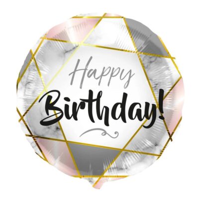 Balon bez helu: Happy Birthday – figury, srebrny – Dekoracje imprezowe – Szalony.pl