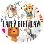 Balon bez helu: Happy Birthday, zoo party – Dekoracje imprezowe – Szalony.pl