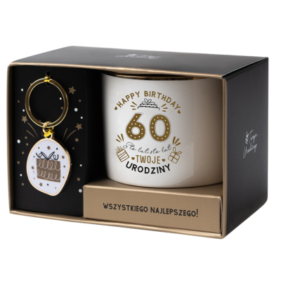 Kubek z brelokiem – 60 urodziny – Prezent na 60 urodziny – Szalony.pl