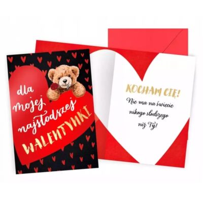 Kartka okolicznościowa – Dla mojej walentynki, miś – Prezent na Walentynki – Szalony.pl