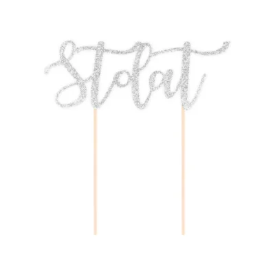 Topper srebrny – “Sto lat”, broaktowy – Dekoracje imprezowe – Szalony.pl