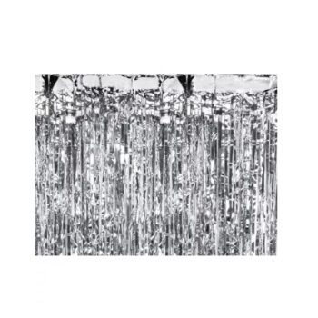 Kurtyna – srebrna 100x200cm – Dekoracje imprezowe – Szalony.pl