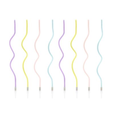 Świeczki – Zakręcone, pastelowe 8szt, 14cm – Dekoracje imprezowe – Szalony.pl