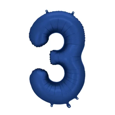 Balon bez helu: Cyfra 3, granatowa, 86cm – Balony foliowe – Szalony.pl