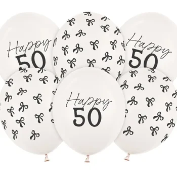 Balony bez helu: Happy 40, kokardki, 6szt – Balony gumowe w paczkach – Szalony.pl
