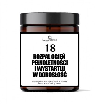 Świeca sojowa – 18 – Prezent na 18 urodziny – Szalony.pl