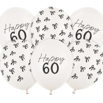 Balony bez helu: Happy 40, kokardki, 6szt – Balony gumowe w paczkach – Szalony.pl