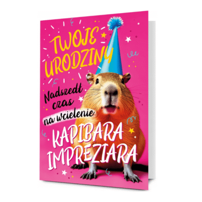 Kartka XXL – 18 lat,  kapibara impreziara – Kartki okolicznościowe – Szalony.pl