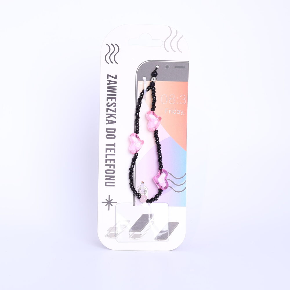 ZT 01 1 - Zawieszka do telefonu - Serce, czarna - Szalony.pl