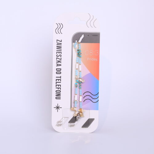 Zawieszka do telefonu - Muszelki, niebieskie kamyczki