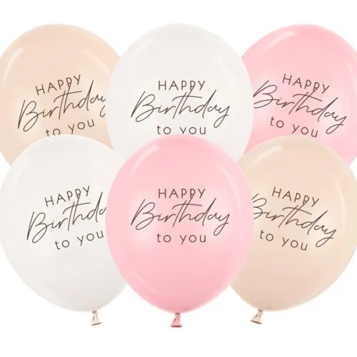 Balony bez helu: Happy Birthday, 30cm, 6szt.