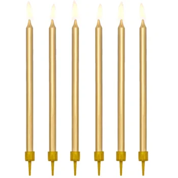 Świeczki – długie gładkie – złote, 12,5 cm (12 szt.) – Dekoracje imprezowe – Szalony.pl