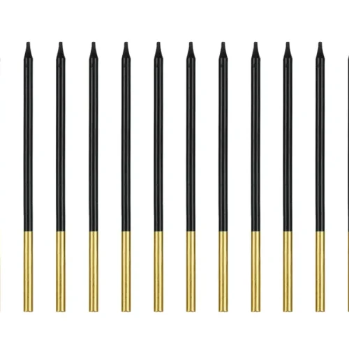 Świeczki - długie gładkie - czarne, 14 cm (12 szt.)