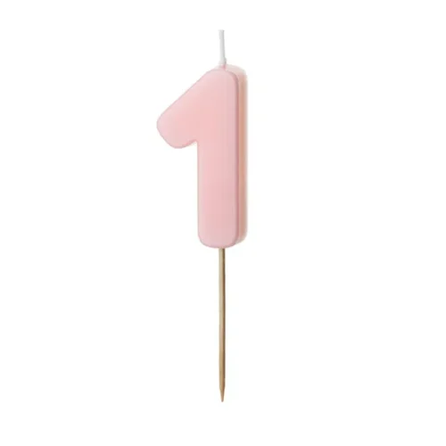 Świeczka - Cyfra "1" - jasny różowy, 5,5 cm