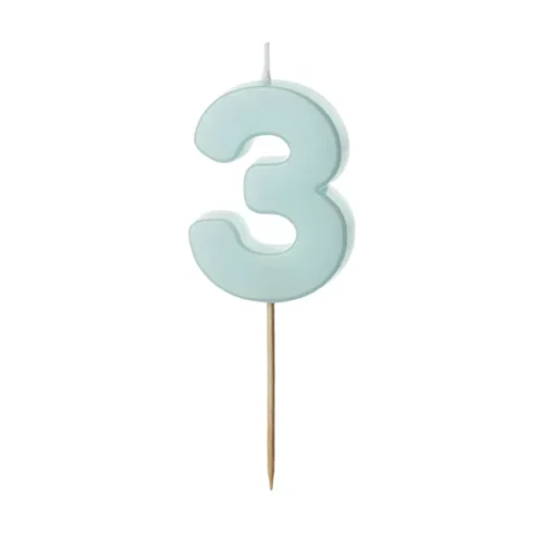 Świeczka - Cyfra "3" - miętowa, 5.5 cm