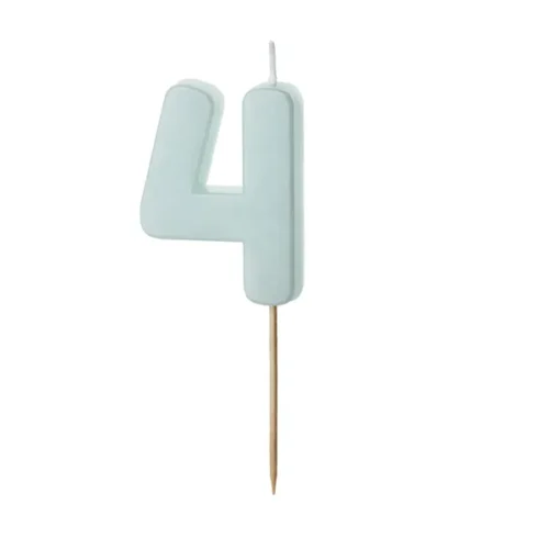 Świeczka - Cyfra "4" - miętowa, 5.5 cm
