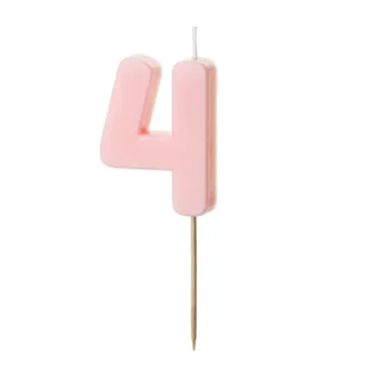 Świeczka – Cyfra “4” – jasny różowy, 5.5 cm – Dekoracje imprezowe – Szalony.pl