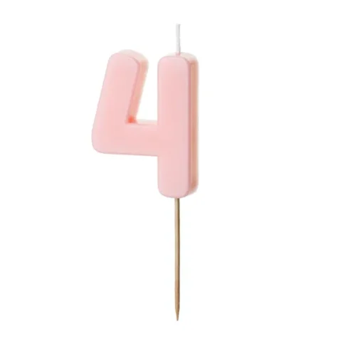 Świeczka - Cyfra "4" - jasny różowy, 5.5 cm