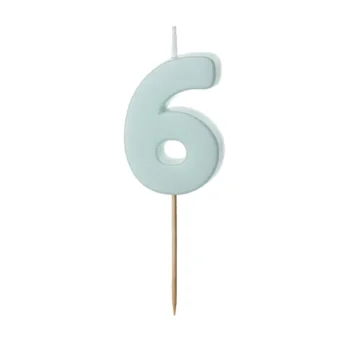 Świeczka – Cyfra “6” – miętowa, 5.5 cm – Dekoracje imprezowe – Szalony.pl