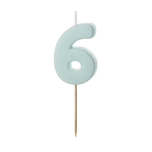 Świeczka - Cyfra "6" - miętowa, 5.5 cm