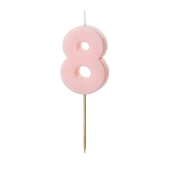 Świeczka – Cyfra “8” – jasny różowy, 5.5 cm – Dekoracje imprezowe – Szalony.pl