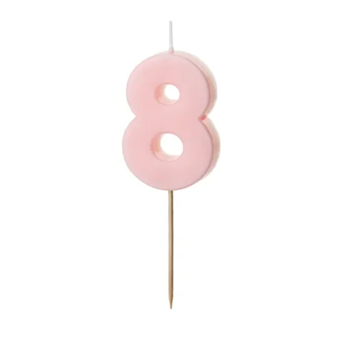 Świeczka - Cyfra "8" - jasny różowy, 5.5 cm