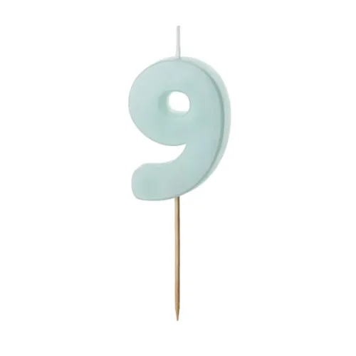 Świeczka - Cyfra "9" - miętowa, 5.5 cm