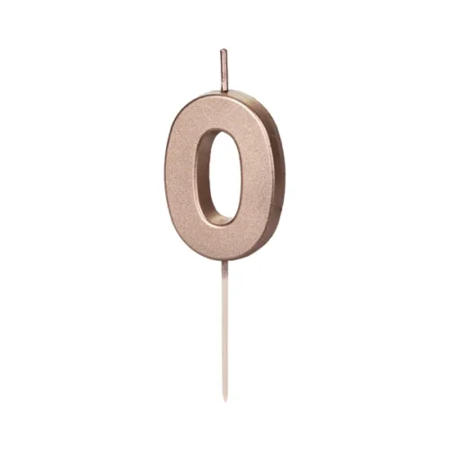 Świeczka - Cyfra "0" - różowe złoto, 4,5 cm