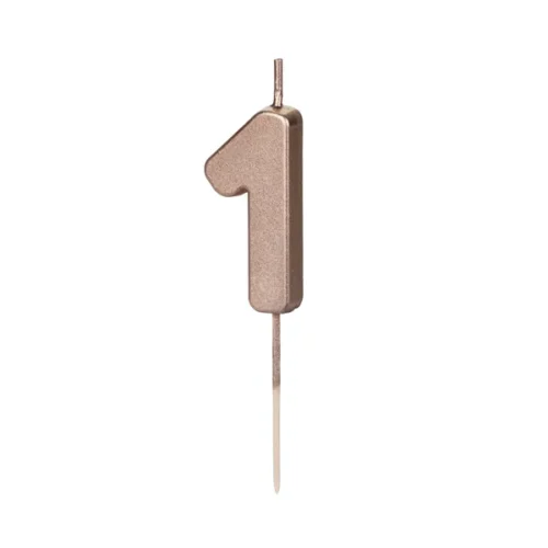 Świeczka - Cyfra "1" - różowe złoto, 4,5 cm