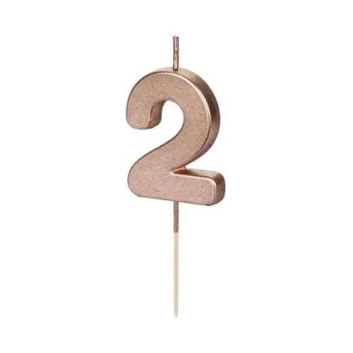 Świeczka - Cyfra "2" - różowe złoto, 4,5 cm