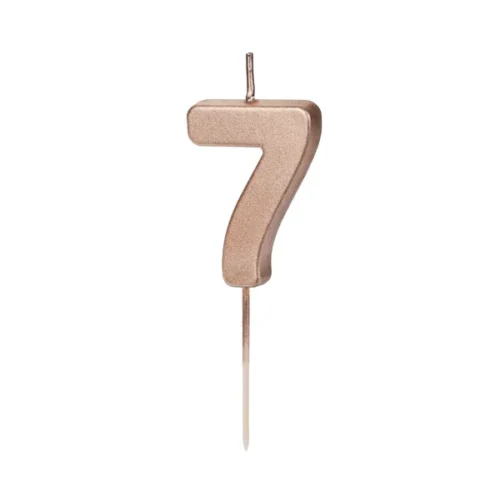 Świeczka - Cyfra "7" - różowe złoto, 4.5 cm