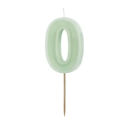 Świeczka - Cyfra "0" - zielona, 6 cm
