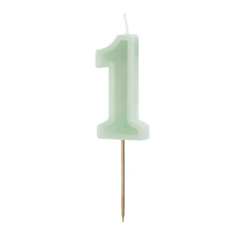 Świeczka - Cyfra "1" - zielona, 6 cm