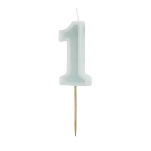 Świeczka - Cyfra "1" - miętowa, 6 cm