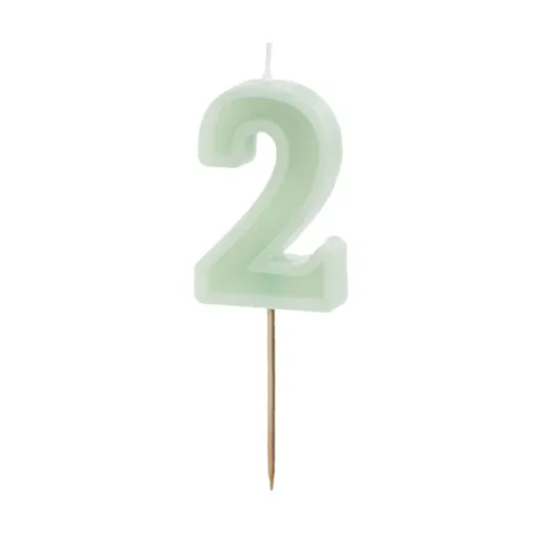 Świeczka - Cyfra "2" - zielona, 6 cm