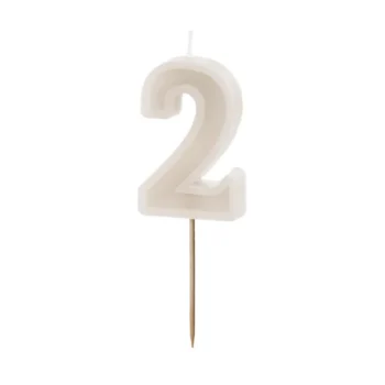 Świeczka – Cyfra “2” – beżowa, 6 cm – Dekoracje imprezowe – Szalony.pl