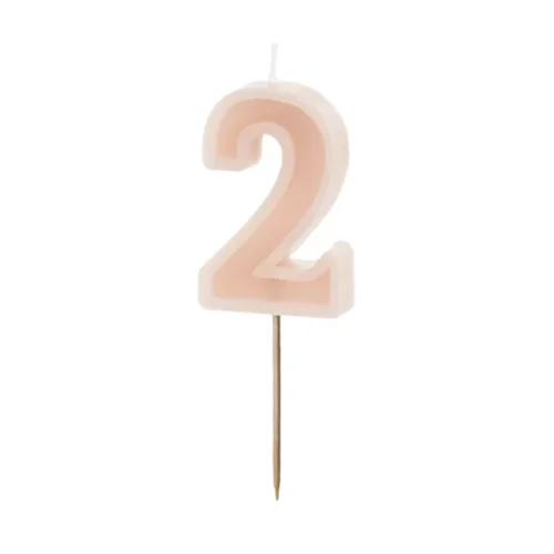 Świeczka - Cyfra "2" - brudny róż, 6 cm